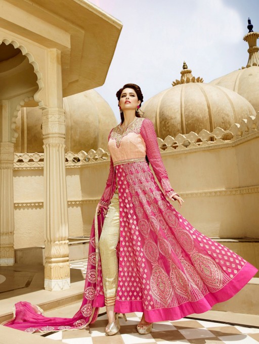 Anarkali Suits-pink-georgette-anarkali-suit-with-embroidery-work