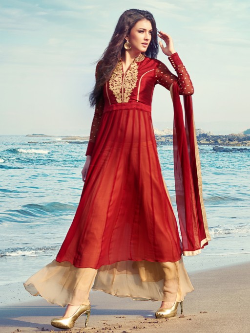 Right Fabric-red-georgette-suit-with-embroidery-work