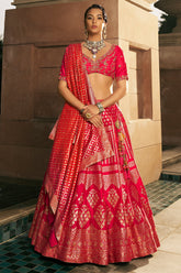 Pink Silk Traditional Woven Lehenga