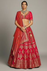Pink Silk Traditional Woven Lehenga