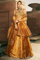 Golden Silk Floral Woven Traditional Lehenga