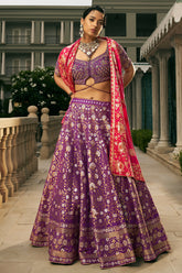 Purple Silk Traditional Woven Lehenga