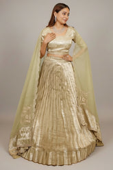 Pista Green Tissue Pleated Lehenga