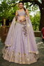 Mauve Chinon Chiffon Sequins Embroidery Lehenga - chiffon saree embroidery