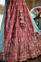 Rose Pink Georgette Sequins Embroidery Lehenga