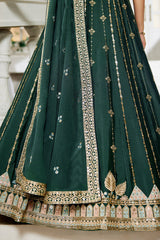 Bottle Green Georgette Sequin Embroidered Lehenga