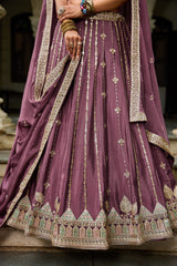 Rose Pink Georgette Sequin Embroidered Lehenga
