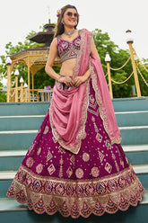 Burgundy Georgette All Over Sequin Embroidered Lehenga