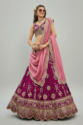 Burgundy Georgette All Over Sequin Embroidered Lehenga