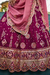 Burgundy Georgette All Over Sequin Embroidered Lehenga