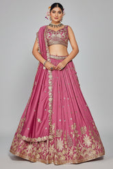 Rose Pink Georgette Sequin Embroidered Lehenga
