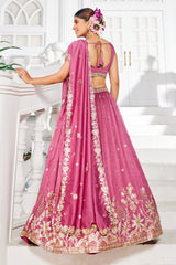 Rose Pink Georgette Sequin Embroidered Lehenga