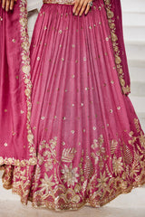 Rose Pink Georgette Sequin Embroidered Lehenga