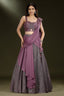 Mauve Net Embellished Sequin Cutdana Worked Lehenga with Attached Dupatta - net saree