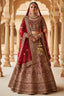 Red Velvet Heavy Worked Bridal Lehenga - red velvet saree