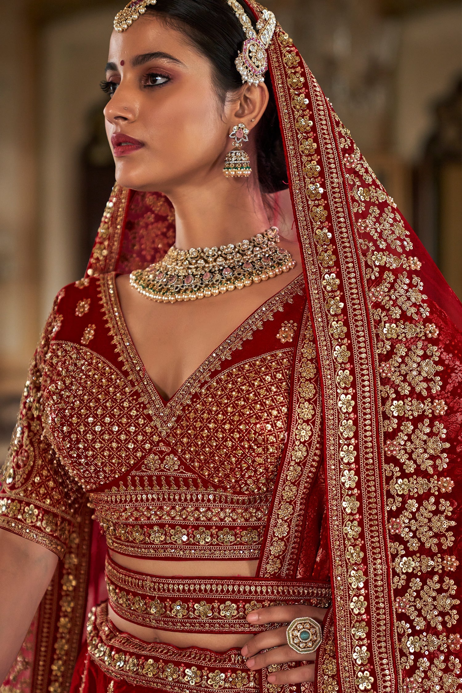 Orange Silk Heavy Worked Bridal Lehenga - orange silk saree