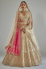 Pearl White Silk Heavy Worked Bridal Lehenga
