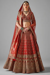 Red Silk Designer Bridal Lehenga with Double Dupatta