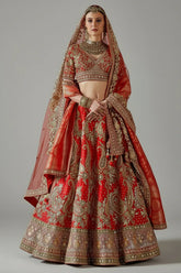 Red Silk Bridal Lehenga with Double Dupatta