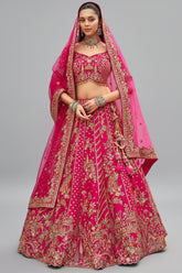 Pink Silk Heavy Worked Bridal Lehenga