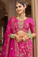 Pink Silk Designer Bridal Lehenga with Double Dupatta