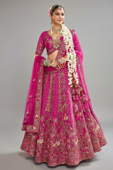 Rani Pink Silk Heavy Worked Bridal Lehenga