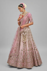 Light Pink Silk Heavy Worked Bridal Lehenga