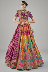 Multi Colored Silk Zari Woven Traditional Lehenga