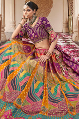 Multi Colored Silk Zari Woven Traditional Lehenga - red silk saree zari