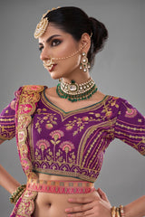 Multi Colored Silk Zari Woven Traditional Lehenga - red silk saree zari