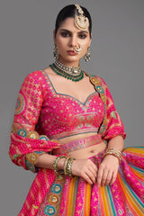 Multi Colored Silk Traditional Woven Lehenga - red silk saree