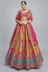 Multi Colored Silk Traditional Woven Lehenga