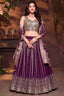 Wine Purple Chinon Sequinned Lehenga - purple saree