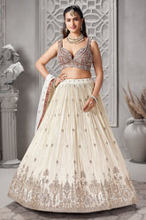 Ivory Cream Sequin Embroidered Lehenga