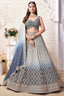 Blue Ombre Tissue Woven Lehenga - blue saree