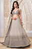 Taupe and Brown Tissue All Over Sequin Embroidered Lehenga with V Neck Crop Top - red saree embroidered