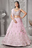 Light Pink Georgette Floral Embroidered and Sequin Worked Lehenga - red georgette saree embroidered