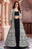 Black Georgette Sequin Beaded Crop Top Lehenga with Jacket - black georgette saree