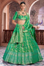 Jade Green Tissue Silk Floral Woven Lehenga - green silk saree