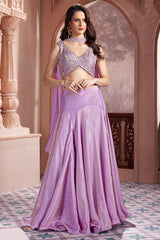 Mauve Purple Tissue Silk Mermaid Cut Lehenga with Beaded and Sequin Work