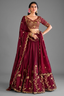 Maroon Art Silk Lehenga with Embroidery