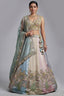 Multicolor Mint Panelled Organza Lehenga Choli with Botanical Peacock Embroidery