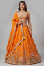 Vibrant Tangerine Orange Tissue Lehenga Choli with Woodland & Peacock Heritage Embroidery
