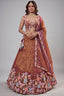 Rust Orange Metallic Tissue Pastel Floral Embroidery Scalloped Lehenga Choli