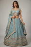 Light Turquoise Tissue Lehenga Choli with Elephant and Peacock Heritage Embroidery