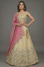Cream Tissue Lehenga Choli with Pastel Floral Jaal and Dupatta