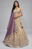 Cream Gold Tissue Embroidered Scalloped Lehenga Choli