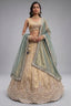Cream Gold Tissue Embroidered Scalloped Lehenga Choli