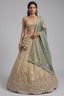 Cream Gold Tissue Embroidered Scalloped Lehenga Choli