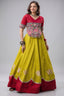 Yellow and Red Art Silk Kachchi Mirror Worked Chaniya Choli